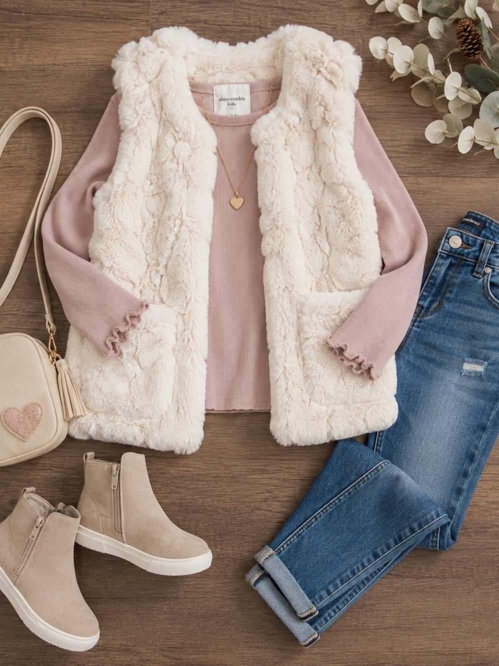 Zara Kids Faux Fur Cream Vest - Cozy Layer